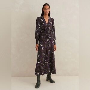 ME+EM Wild meadow print ruched maxi dress size 4